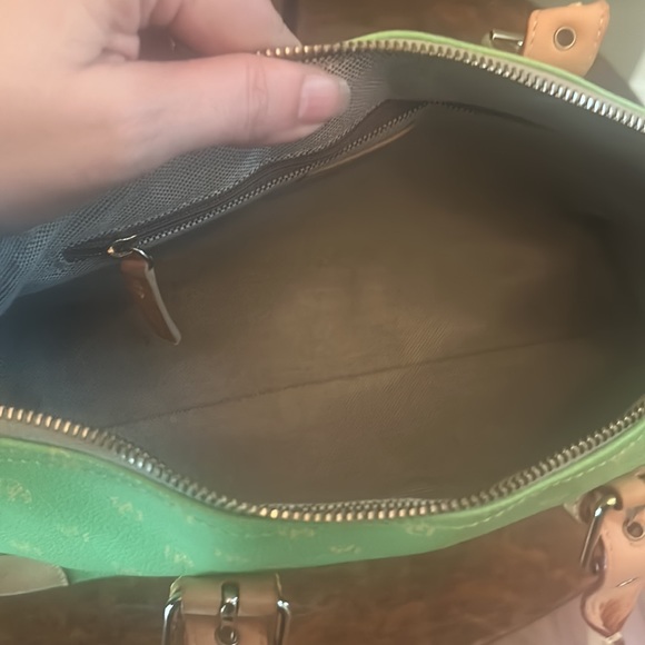 Dooney & Bourke Lime Green Coated Canvas Signature Print Satchel - Picture 13 of 16